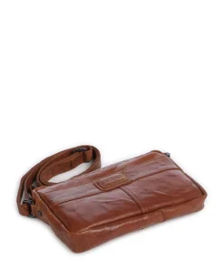 Bronco Eva Umhängetasche fein genarbtes Leder cognac