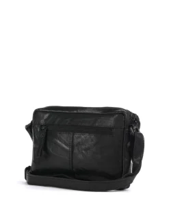 Bronco Eva Umhängetasche fein genarbtes Leder schwarz