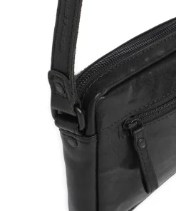 Bronco Eva Umhängetasche fein genarbtes Leder schwarz