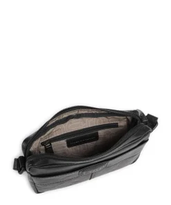 Bronco Eva Umhängetasche fein genarbtes Leder schwarz