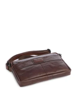 Bronco Eva Umhängetasche fein genarbtes Leder dunkelbraun