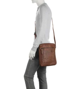 Bronco Jayed Umhängetasche 13″ genarbtes Leder braun