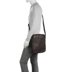 Bronco Jayed Umhängetasche 13″ genarbtes Leder dunkelbraun