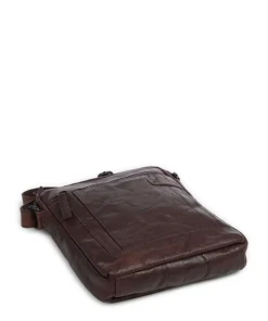 Bronco Jayed Umhängetasche 13″ genarbtes Leder dunkelbraun