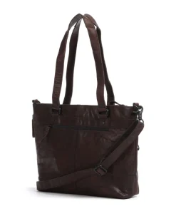 Bronco José Schultertasche 13″ genarbtes Leder dunkelbraun