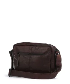 Bronco Kyrillos Umhängetasche genarbtes Leder dunkelbraun