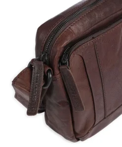 Bronco Kyrillos Umhängetasche genarbtes Leder dunkelbraun