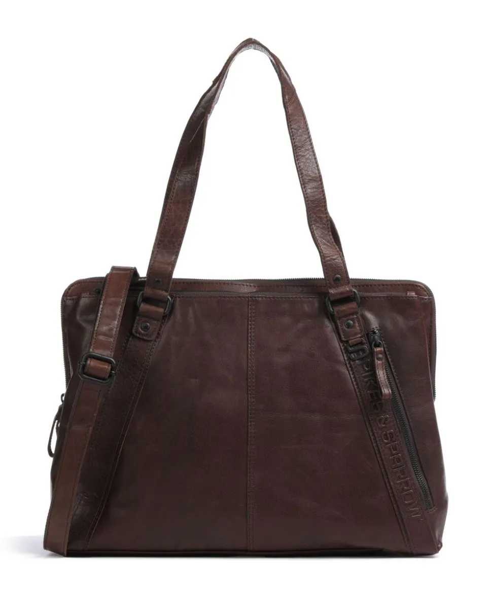 Bronco Lilian Laptoptasche 15″ fein genarbtes Leder dunkelbraun