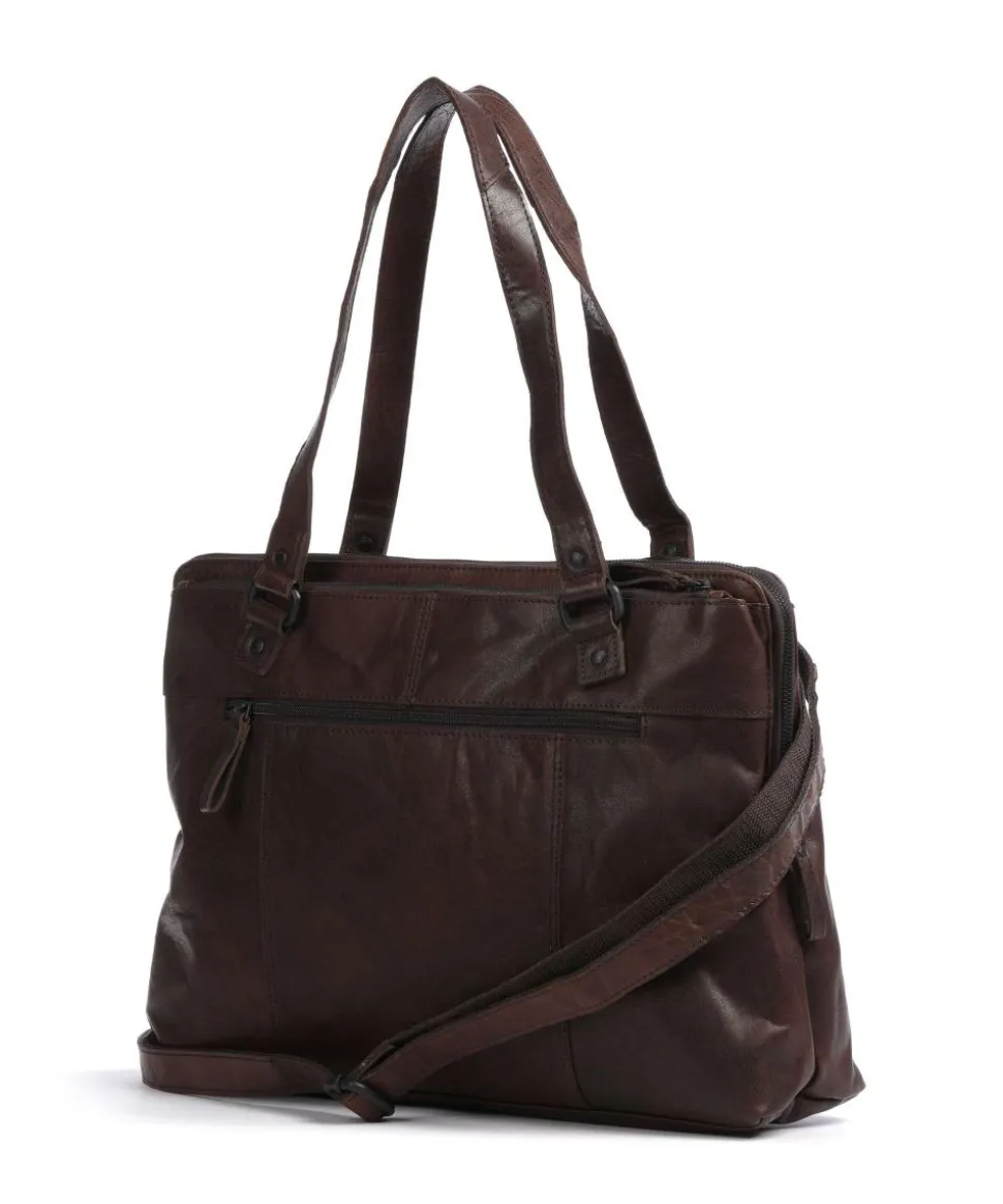 Bronco Lilian Laptoptasche 15″ fein genarbtes Leder dunkelbraun