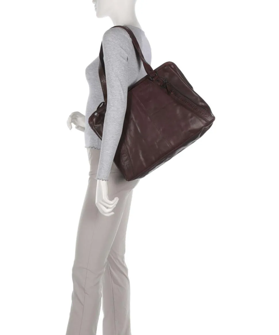 Bronco Lilian Laptoptasche 15″ fein genarbtes Leder dunkelbraun