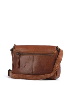 Bronco Linne Umhängetasche fein genarbtes Leder cognac