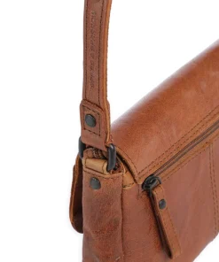 Bronco Linne Umhängetasche fein genarbtes Leder cognac