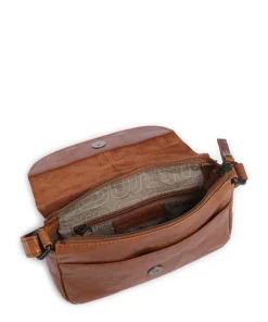Bronco Linne Umhängetasche fein genarbtes Leder cognac