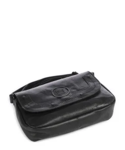 Bronco Linne Umhängetasche fein genarbtes Leder schwarz