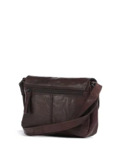 Bronco Linne Umhängetasche fein genarbtes Leder dunkelbraun