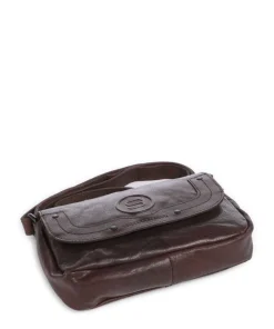 Bronco Linne Umhängetasche fein genarbtes Leder dunkelbraun