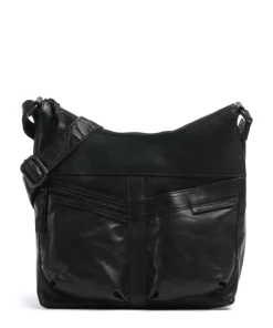 Bronco Morgane Umhängetasche genarbtes Leder schwarz