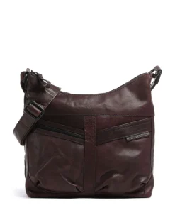 Bronco Morgane Umhängetasche genarbtes Leder dunkelbraun