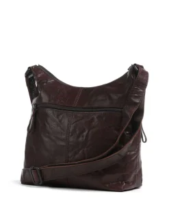 Bronco Morgane Umhängetasche genarbtes Leder dunkelbraun