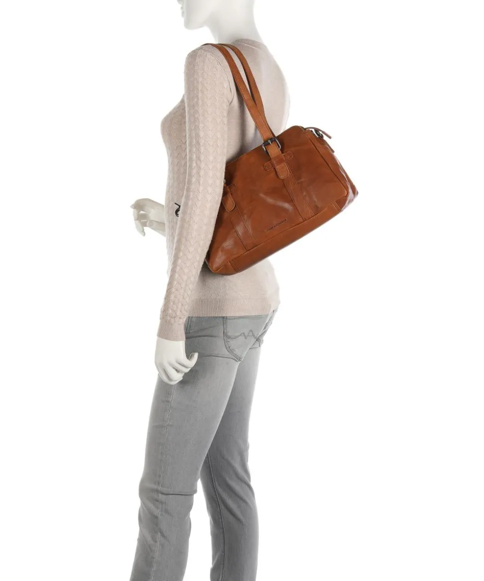 Bronco Schultertasche Büffelleder cognac