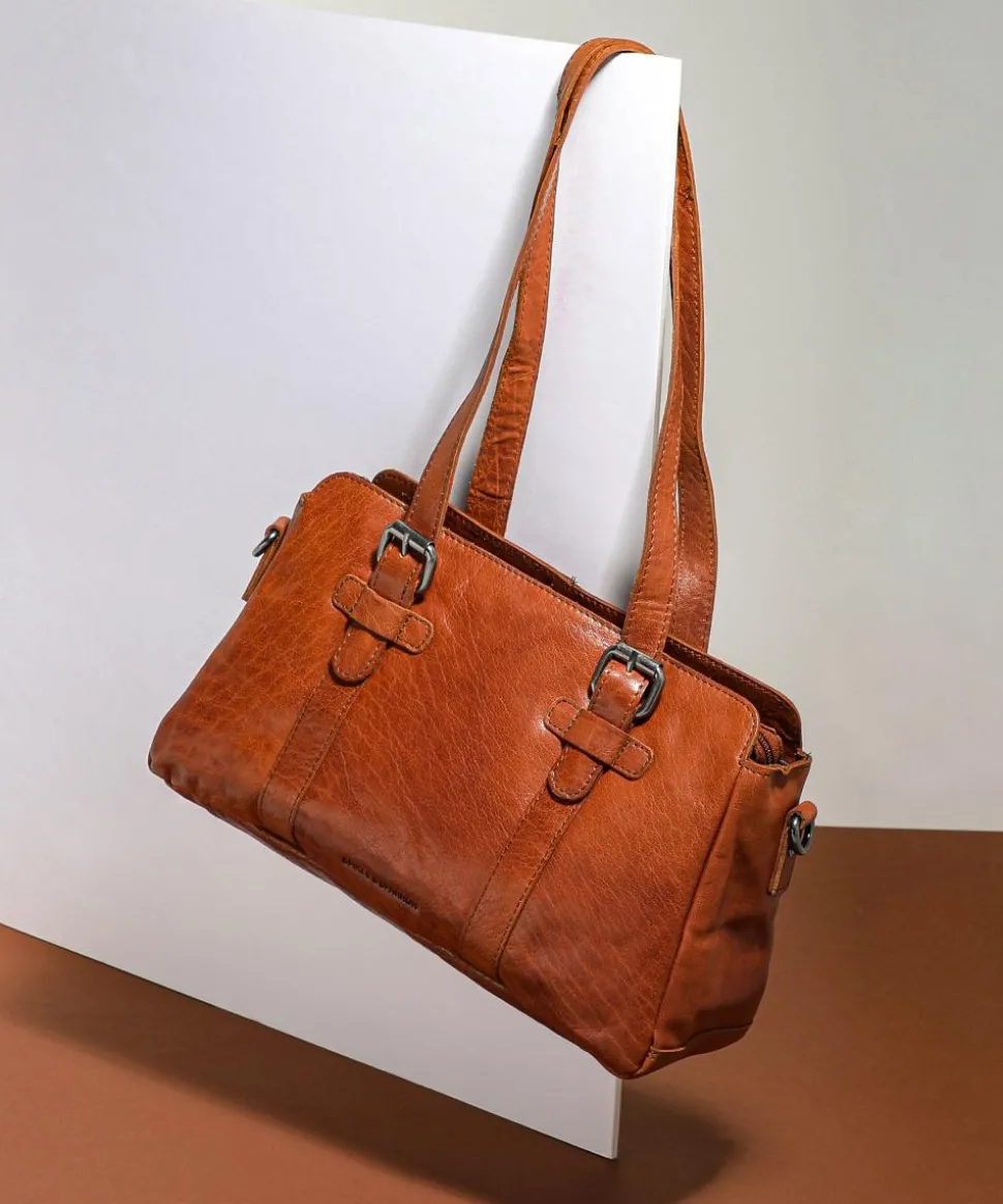 Bronco Schultertasche Büffelleder cognac
