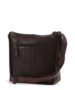Bronco Titia Umhängetasche genarbtes Leder dunkelbraun