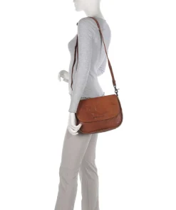 Bronco Yaris Schultertasche genarbtes Leder braun