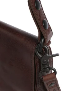 Bronco Yaris Schultertasche genarbtes Leder dunkelbraun