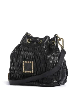 Bucket bag genarbtes Rindsleder schwarz