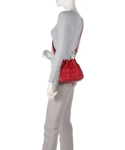 Bucket bag genarbtes Rindsleder rot