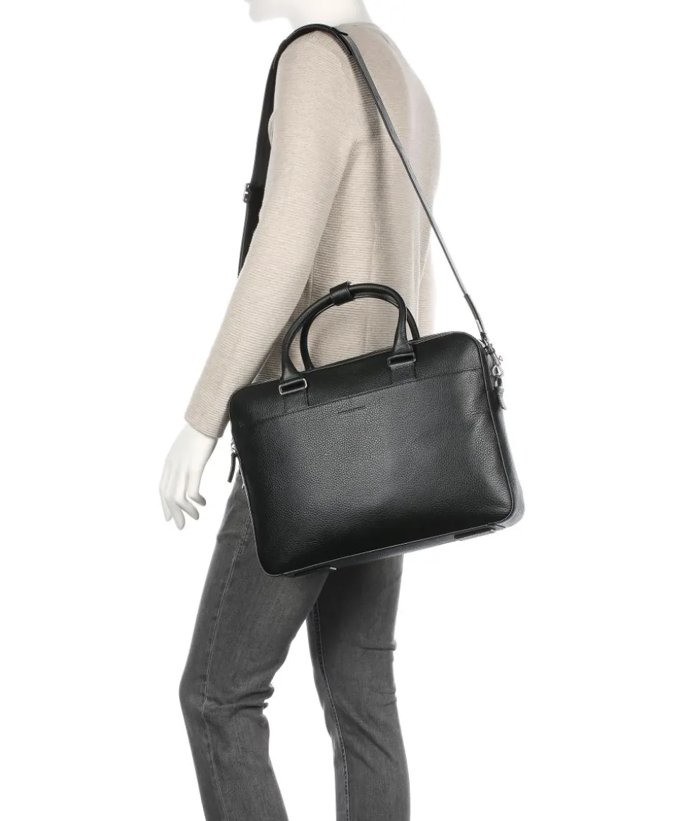 Burin Aktentasche genarbtes Kalbsleder schwarz