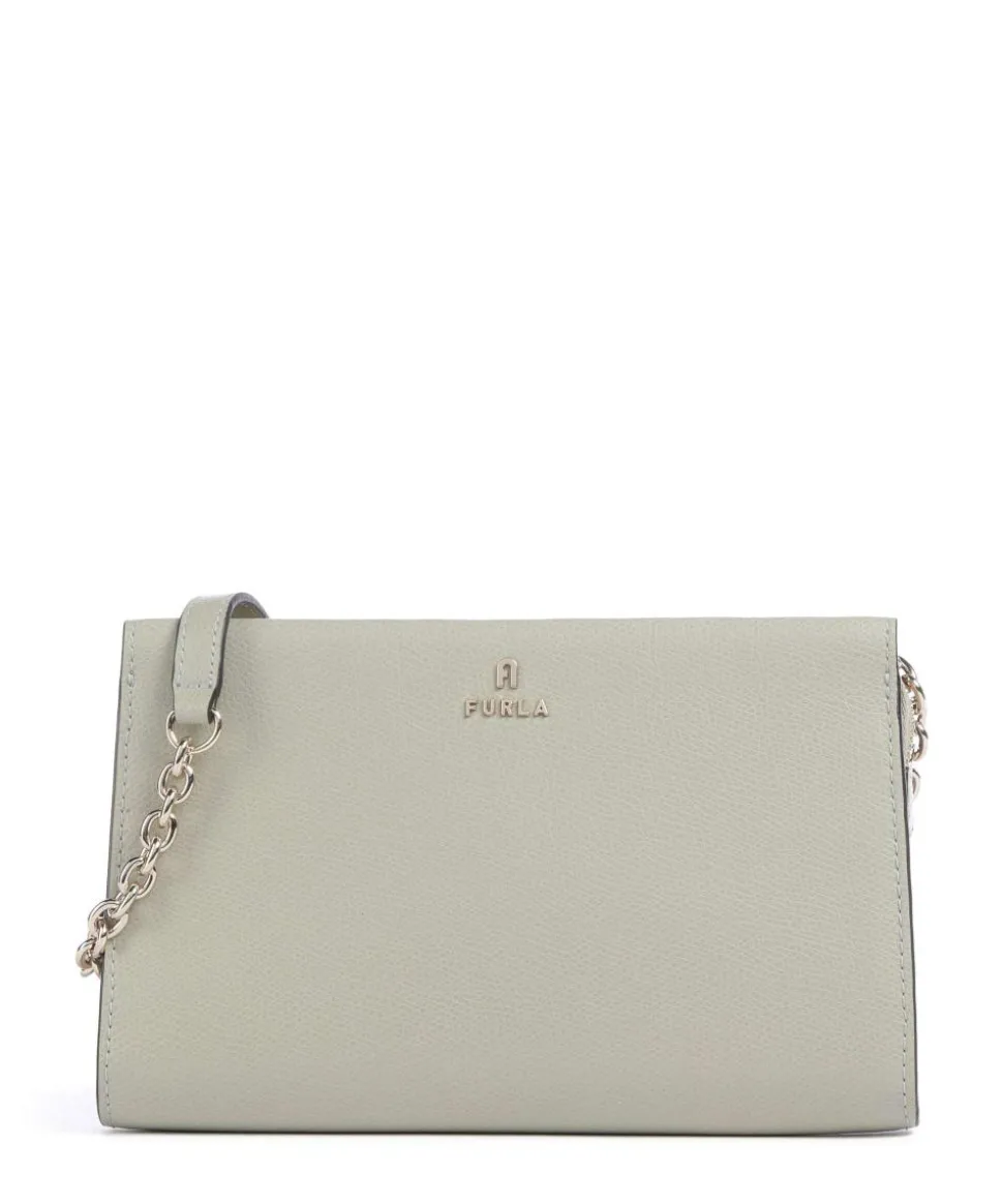 Camelia Mini Umhängetasche genarbtes Leder graugrün