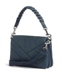 Canvas Matelassé Schultertasche Canvas dunkelblau