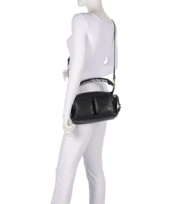 Cargo Schultertasche fein genarbtes Kalbsleder schwarz