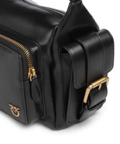 Cargo Schultertasche fein genarbtes Kalbsleder schwarz