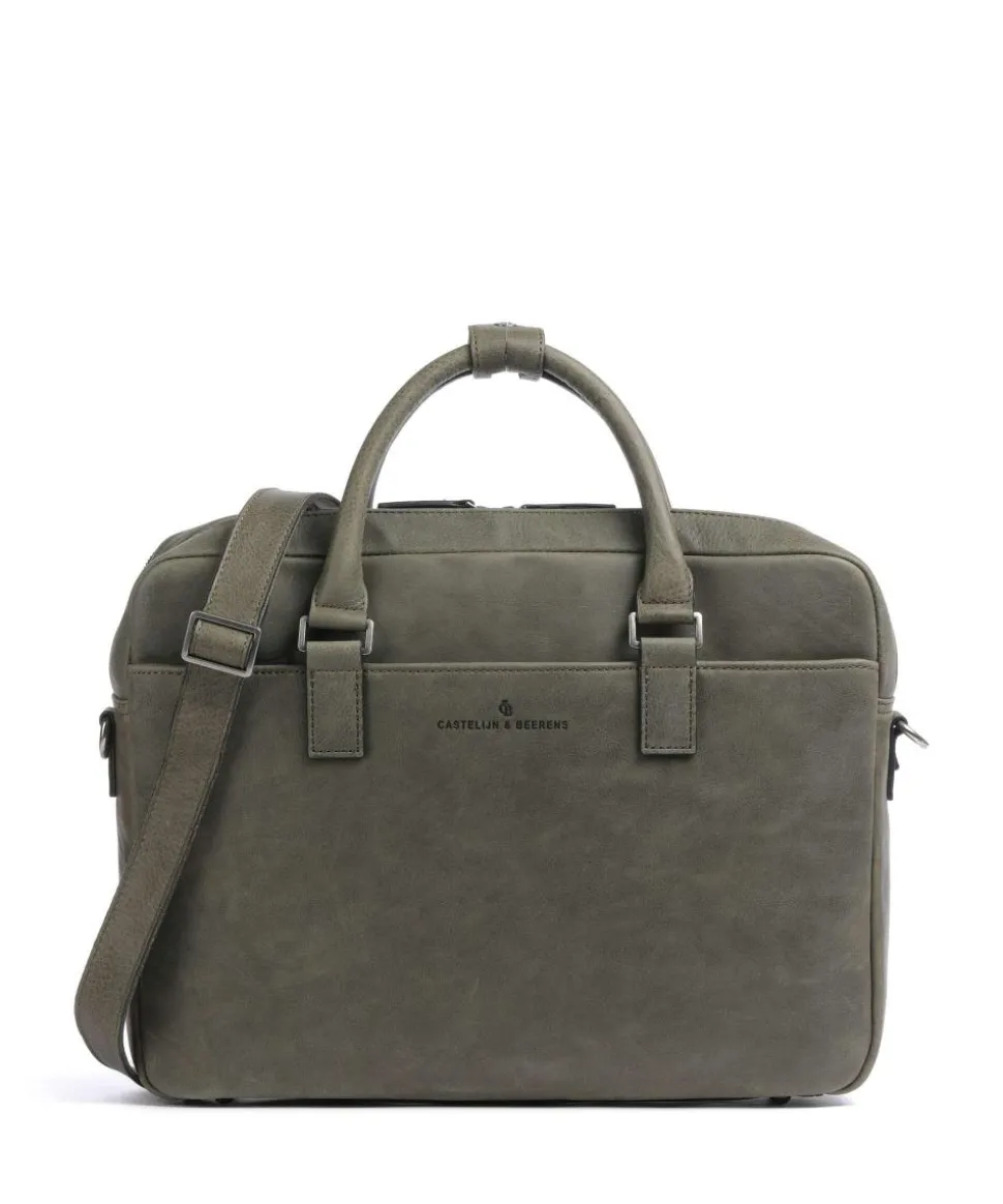 Carisma RFID Aktentasche 15″ aufgerautes Rindsleder dunkelgrün