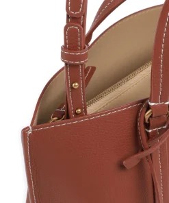 Carrie Classic Handtasche genarbtes Leder rotbraun