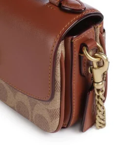 Cassie 17 Umhängetasche fein genarbtes Rindsleder, Canvas braun