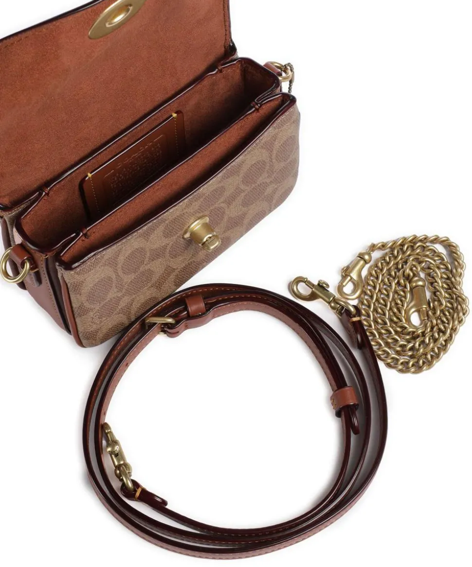 Cassie 17 Umhängetasche fein genarbtes Rindsleder, Canvas braun