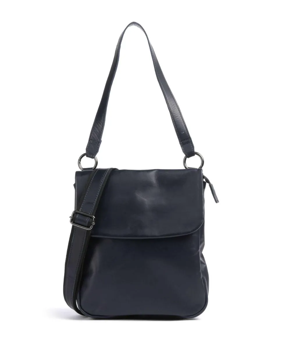 Caugio Schultertasche fein genarbtes Rindsleder dunkelblau