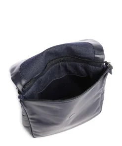 Caugio Schultertasche fein genarbtes Rindsleder dunkelblau