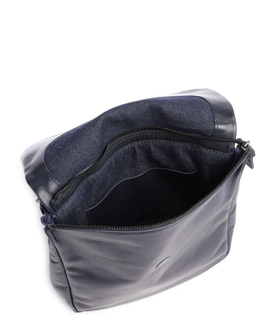 Caugio Schultertasche fein genarbtes Rindsleder dunkelblau