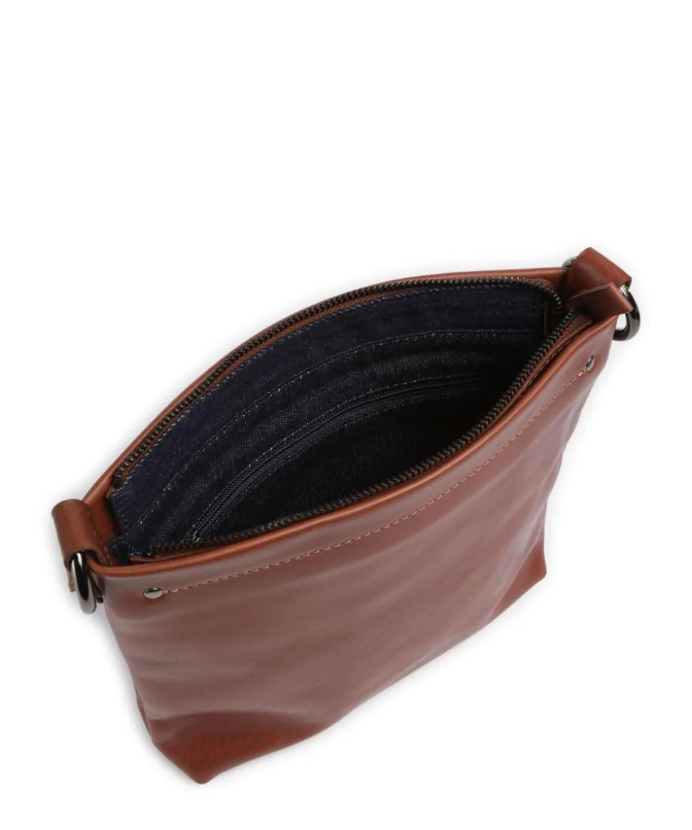 Caugio Umhängetasche fein genarbtes Rindsleder cognac