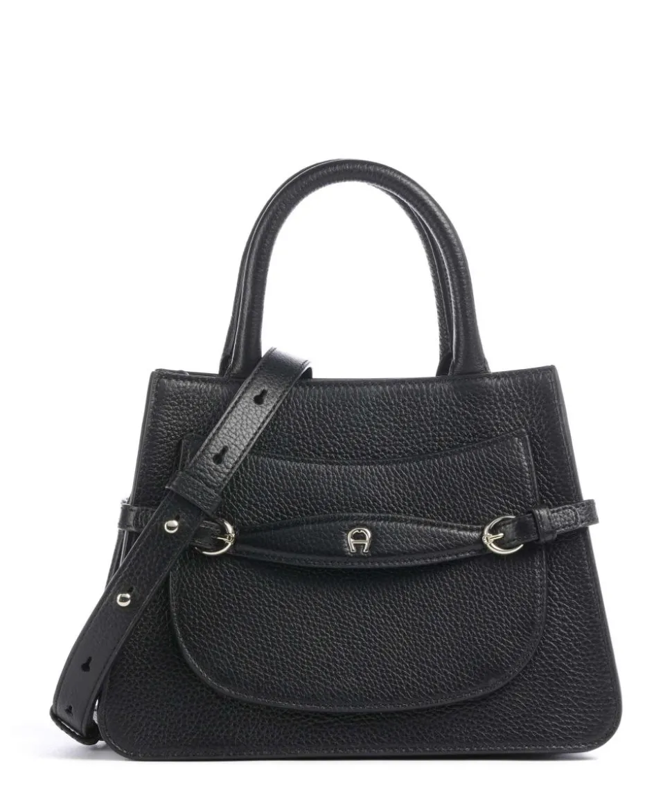 Cavallo M Handtasche genarbtes Rindsleder schwarz