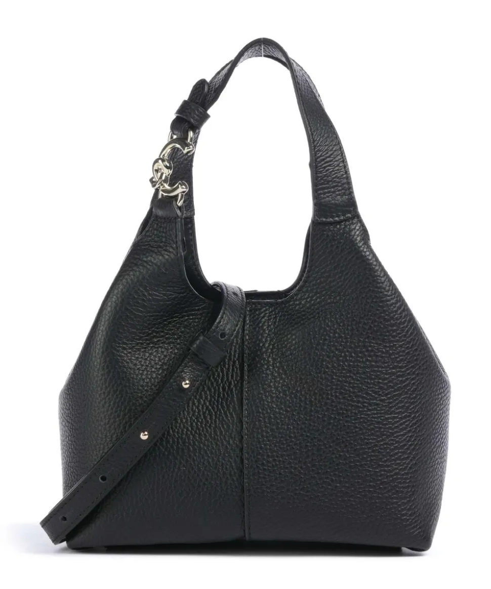 C-Easy Handtasche genarbtes Leder schwarz