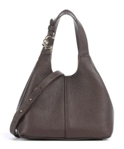 C-Easy Handtasche genarbtes Leder dunkelbraun