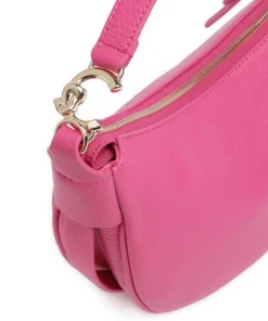 C-Easy Schultertasche genarbtes Leder fuchsia