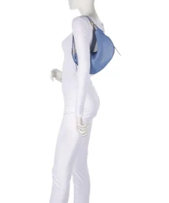 C-Easy Schultertasche genarbtes Leder blau