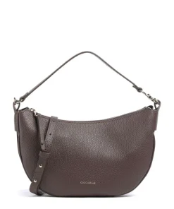 C-Easy Schultertasche genarbtes Leder dunkelbraun