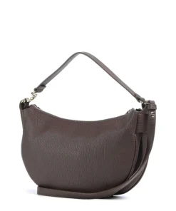 C-Easy Schultertasche genarbtes Leder dunkelbraun